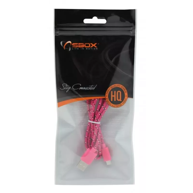 SBOX USB-1031P USB uz Micro USB kabelis 1m Rozā