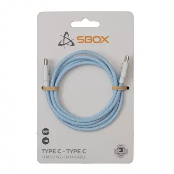 SBOX USB-C uz USB-C kabelis 1m Zils - Uzlāde un datu sinhronizācija