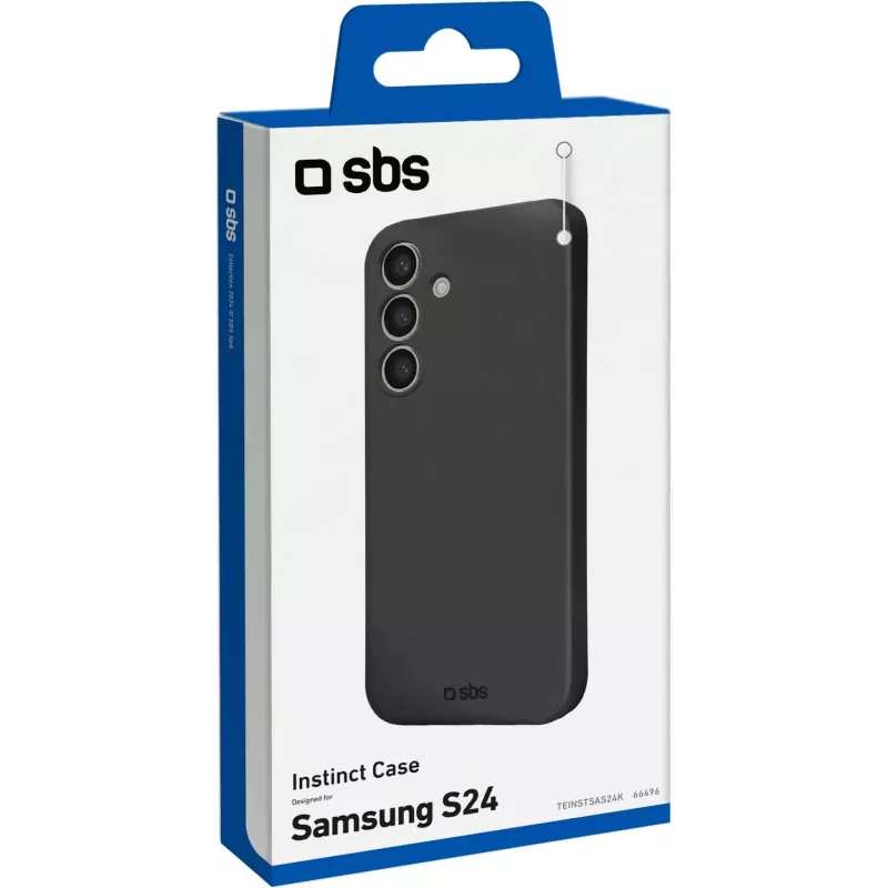 SBS Instinct vāciņš Samsung Galaxy S24 - melns TPU aizmugures vāciņš, triecienizturīgs, aizsardzība pret skrāpējumiem, saderīgs ar bezvadu uzlādi TEINSTSAS24K
