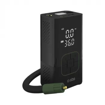 SBS pārnēsājamais gaisa kompresors ar power bank, 3600mAh, melns