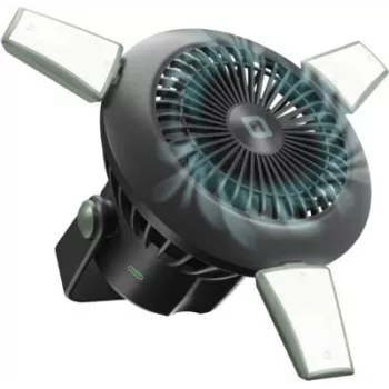 SBS Portable Fan with 4000mAh Power Bank, LED Light and Solar Charging