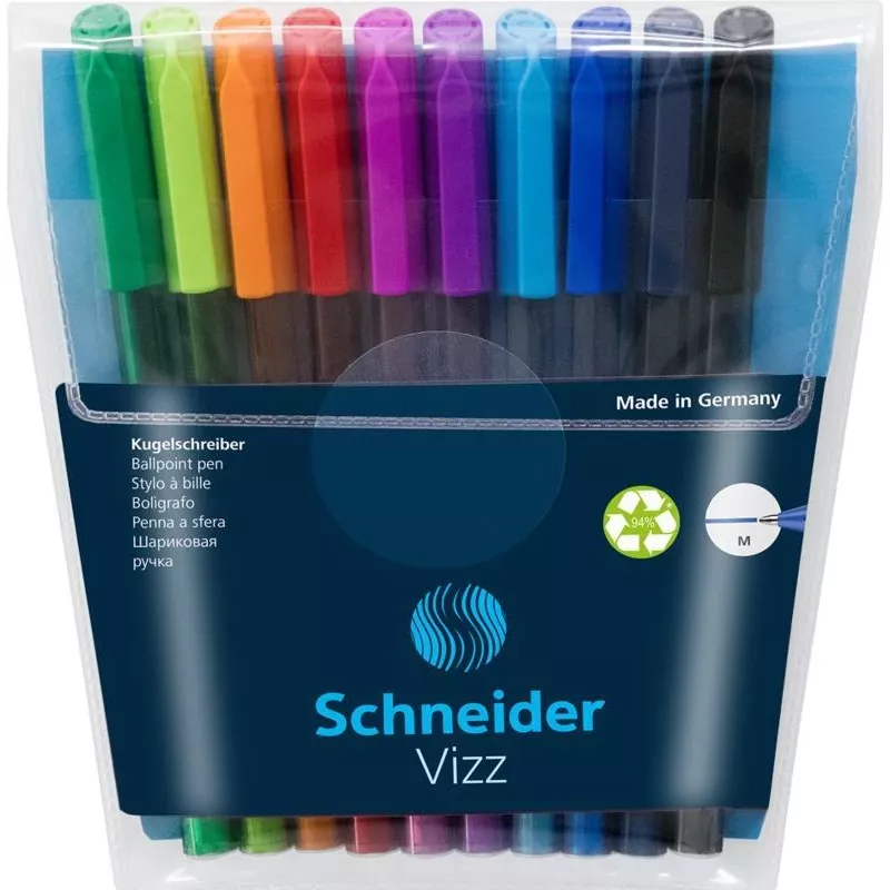 Schneider Vizz M lodīšu pildspalvu komplekts, 10 dažādās krāsās, vidēja 102290