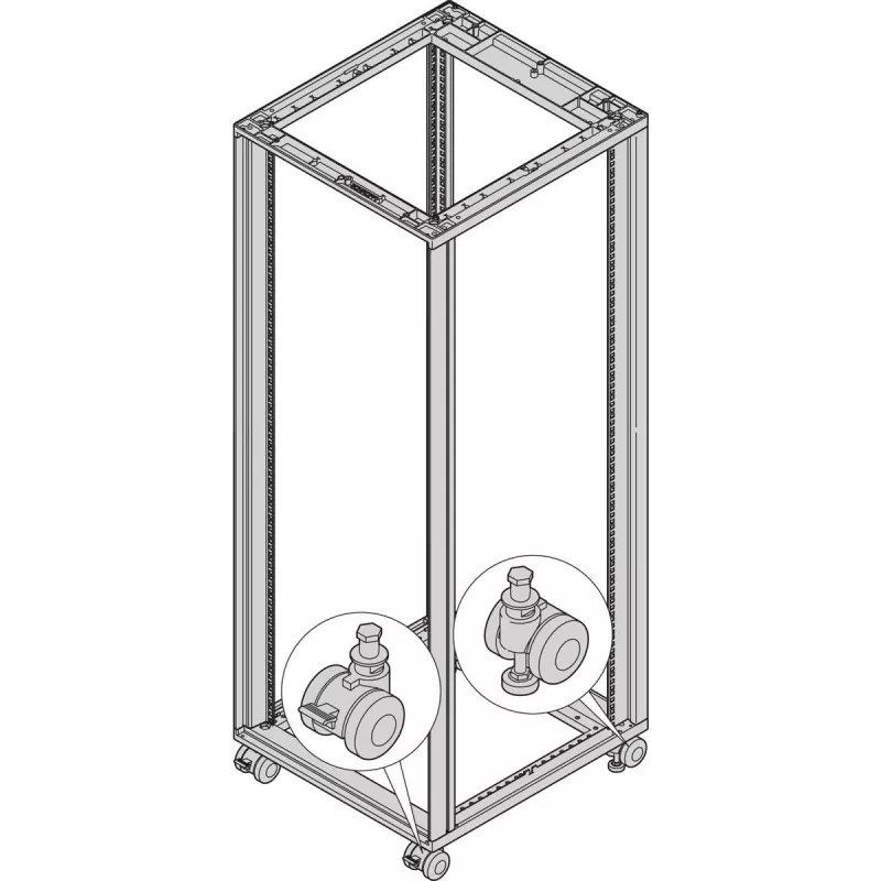 SCHROFF riteņu komplekts ar regulējamām kājām, 400 kg slodzes ietilpība, 60 mm riteņi, 4 gab. 27230068