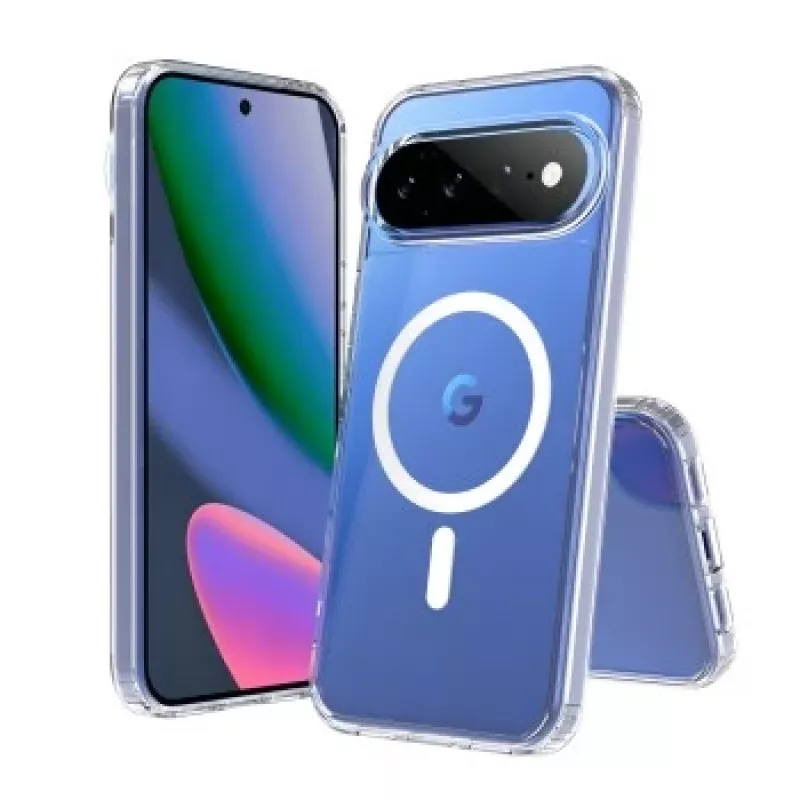 SCREENOR Bufera vāciņš Google Pixel 11 Pro XL – magnētisks MagSafe saderīgs, caurspīdīgs ar melnu rāmi, TPU/PC