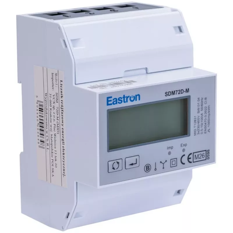 SDM 72 DM MID Trīsfāžu enerģijas skaitītājs Modbus