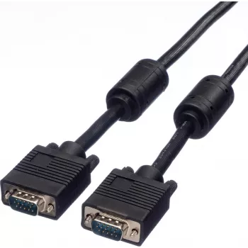 SECOMP STANDARD SVGA kabelis HD15 ar ferīta gredzeniem, ST-ST, melns, 10 m (S3618)