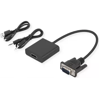SECOMP STANDARD VGA + audio uz HDMI adaptera kabelis, 0,23 m, melns S3211