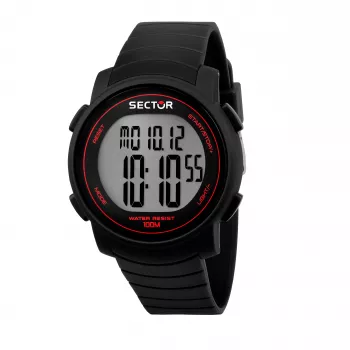 SECTOR MAN R3251543001 (44mm) Kvarca rokas pulkstenis - Melns ciparnīca, Silikona siksniņa