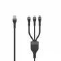 SEEK TOTI USB A uz Micro USB / USB-C / Lightning 1,5m Pīts Kabelis 2A (Ne-MFI) Melns