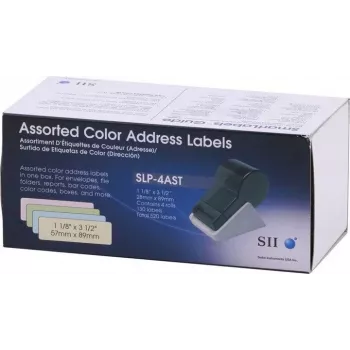 Seiko SLP-4AST dažādu krāsu adrešu etiķetes - 28 x 89 mm, 520 etiķetes (4 ruļļi pa 130) Smart Label Printer 420/425/430/440/450 16.06.2037