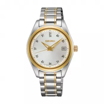 SEIKO Sieviešu pulkstenis SUR582P1 kvarca 32mm nerūsējošais tērauds sudraba ciparnīca