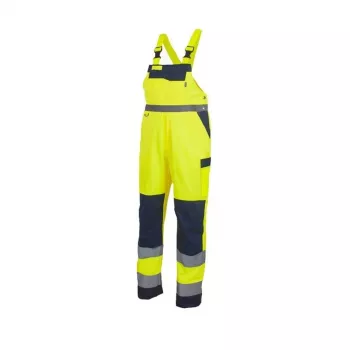 Semi-kombinēts augstas redzamības darba apģērba komplekts 3. klase, fluorescējoši dzeltens/tumši zils, izmērs M