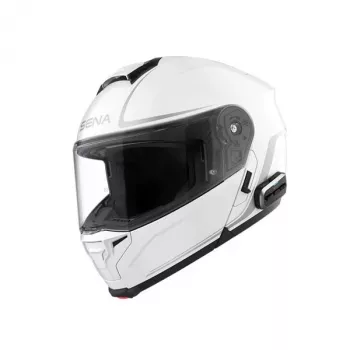 Sena Outrush 2 modulārā atveramā ķivere ar Mesh domofonu, Bluetooth 5.0 un Harman Kardon audio – spīdīgi balta (S izmērs)