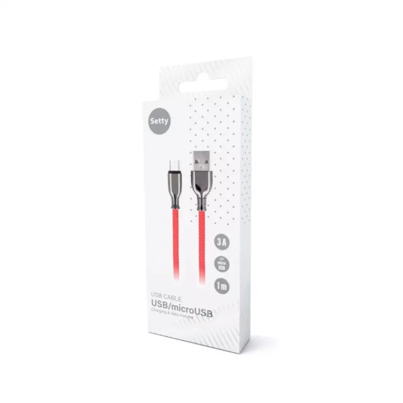 Setty USB-A uz Micro-USB kabelis 1,0 m 3A ātra uzlāde Sarkans FC-M