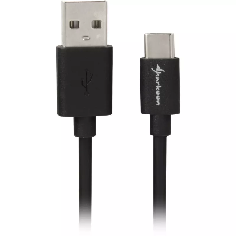SHARKOON USB 2.0 kabelis, USB-A vīrišķais uz USB-C vīrišķo (Melns, 2 m)