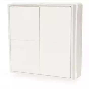 Shelly Blu ZB Wall Switch 4 viedais bezvadu 4 pogu sienas slēdzis, Zigbee un Bluetooth, ar bateriju, balts Shelly_B_ZB_WS_4_SA