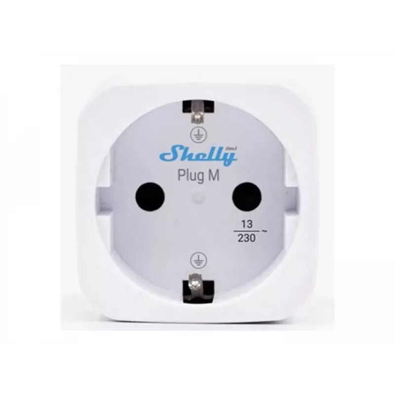 Shelly Plug M Gen3 White 2-Pack – viedais kontaktdakša ar enerģijas uzraudzību, 13A, Wi-Fi un Bluetooth (F tips)