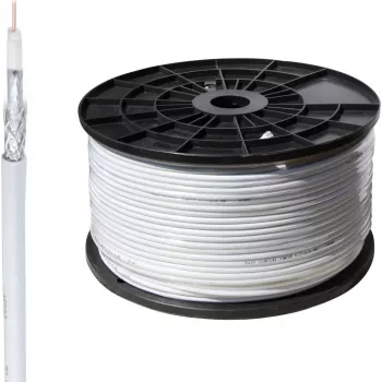 SHIVERPEAKS BASIC-S SAT koaksiālais kabelis 100m, 1.1/5.0, 4-kārtu ekranēts, CCS, 75 Ohm, balts BS81800-STAKU