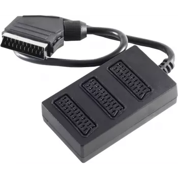 shiverpeaks BASIC-S Scart sadalītāja kabelis, 1x Scart tēviņš uz 3x Scart mātīte, 0,5 m, pilnībā savienots, melns (BS94051)