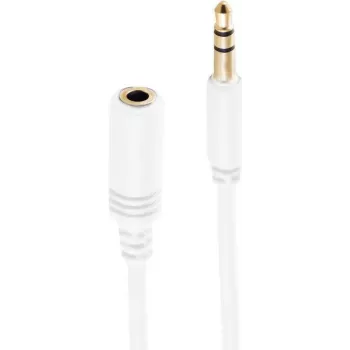 SHIVERPEAKS BASIC-S īpaši plāns 3,5 mm stereo audio pagarinājuma kabelis, tēviņš uz mātīti, zelta pārklājums, balts, 1,5 m (BS33982-W)