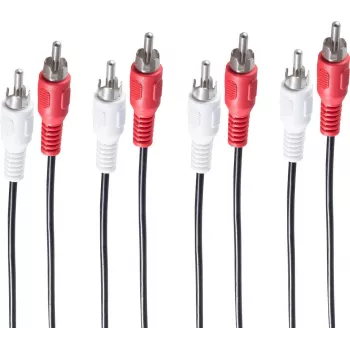 SHIVERPEAKS BS40112 4 kanālu RCA audio kabelis, 1,5 m, zelta pārklājums, melns