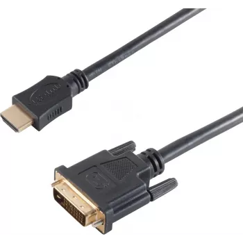 SHIVERPEAKS BS77481 HDMI Type A male uz DVI-D male video kabeļa adapteris, 1,5 m, melns, zelta pārklājums, trīskāršs ekranējums, atbalsta 1920x1200