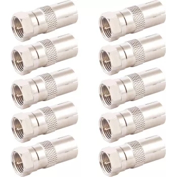 SHIVERPEAKS IEC sieviešu uz F tipa vīriešu koaksiālais adapteris, 10 gab., 75 Ohm, sudraba BS85321-SET10