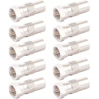 SHIVERPEAKS IEC vītņuzgriežņa uz F ligzdas adapteru komplekts, 10 gab., 75 omi, niķelēts BS85323-SET10