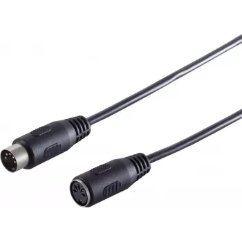 SHIVERPEAKS Premium audio kabelis, 5 kontaktu DIN vīrišķais uz 5 kontaktu DIN sievišķo, 2,5 m, zelta pārklājuma kontakti, dubulti ekranēts, melns
