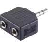 ShiverPeaks S/CONN maximum connectivity 3,5 mm stereo jack sadalītāja adapteris, 1 tēviņš uz 2 mātītēm, niķelēts, melns (57080)