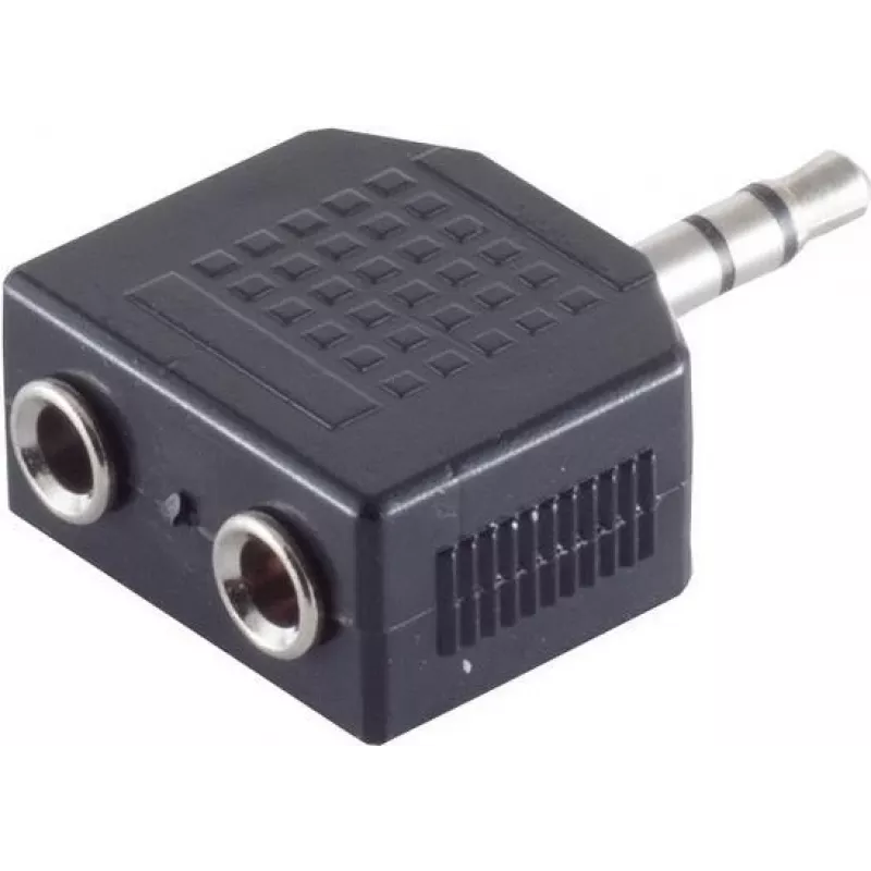 ShiverPeaks S/CONN maximum connectivity 3,5 mm stereo jack sadalītāja adapteris, 1 tēviņš uz 2 mātītēm, niķelēts, melns (57080)