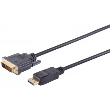 SHIVERPEAKS S/CONN maximum connectivity DisplayPort uz DVI-D kabelis, 20 kontaktu DP tēviņš uz 24+1 DVI-D tēviņš, zelta pārklājuma kontakti, 7,5 m, melns 77497-1