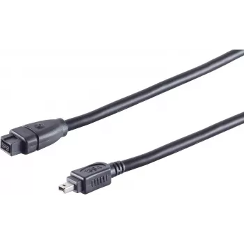 SHIVERPEAKS S CONN maksimālas savienojamības FireWire kabelis, IEEE 1394B 9 kontaktu vīrišķais uz IEEE 1394A 4 kontaktu vīrišķais, 1,8 m, melns 77312