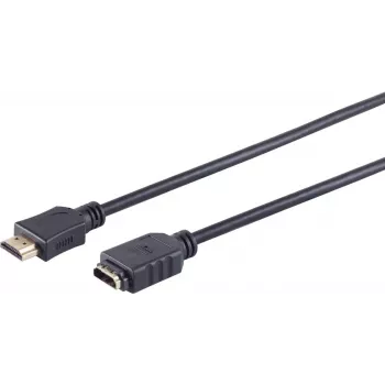 SHIVERPEAKS S/CONN maksimālas savienojamības HDMI pagarinājuma kabelis 2,0m - HDMI Type A vīrišķais uz sievišķo, zelta pārklājuma kontakti, Ultra HD 4K, 3D, HEAC, Ethernet, ARC, CEC, High Speed with Ethernet, melns 77479-2.0