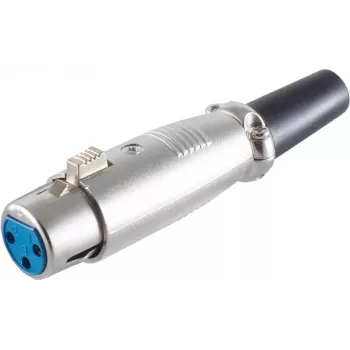 SHIVERPEAKS S/CONN maximum connectivity XLR savienotājs ar stiepes atslogojumu, 3 kontaktu ligzda, niķelēts cinka presliešanas korpuss, lodēšanas terminālis 55020