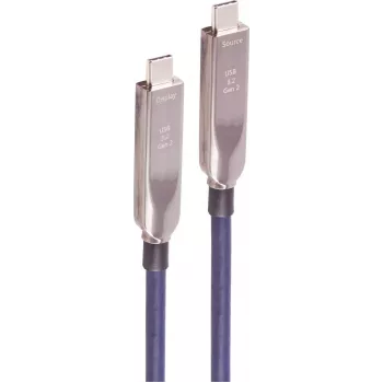 SHIVERPEAKS USB-C hibrīdais aktīvais optiskais kabelis, 15 m, USB 3.2 Gen 2, 10 Gbps, 8K video, 60W jaudas padeve, TPU, melns BS30-44081
