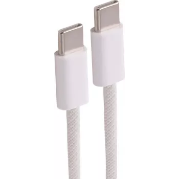 SHIVERPEAKS USB-C uz USB-C uzlādes kabelis, USB 2.0, 60W, balts pīts tekstils, 1,5m BS14-21156