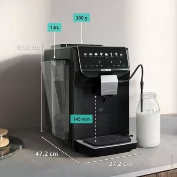 Siemens EQ500 iAroma TP553E07 pilnībā automātiskā espreso kafijas automāts, Piano Black