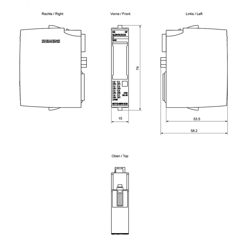 Siemens SIMATIC ET 200SP digitālo izeju modulis DQ 8x24VDC 6ES7132-6BF01-0CA0