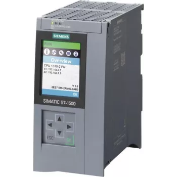 Siemens SIMATIC S7-1500 CPU 1515-2 PN, 500 KB programmas atmiņa, 3 MB datu atmiņa, 2 PROFINET saskarnes, 3 portu komutators, 24 V DC 6ES75152AM020AB0