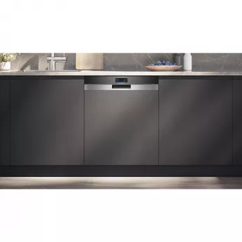 SIEMENS SN57TS00CE iQ700 Pilnībā integrējama trauku mazgājamā mašīna (Nerūsējošais tērauds matēts/melns, 60 cm, Home Connect)