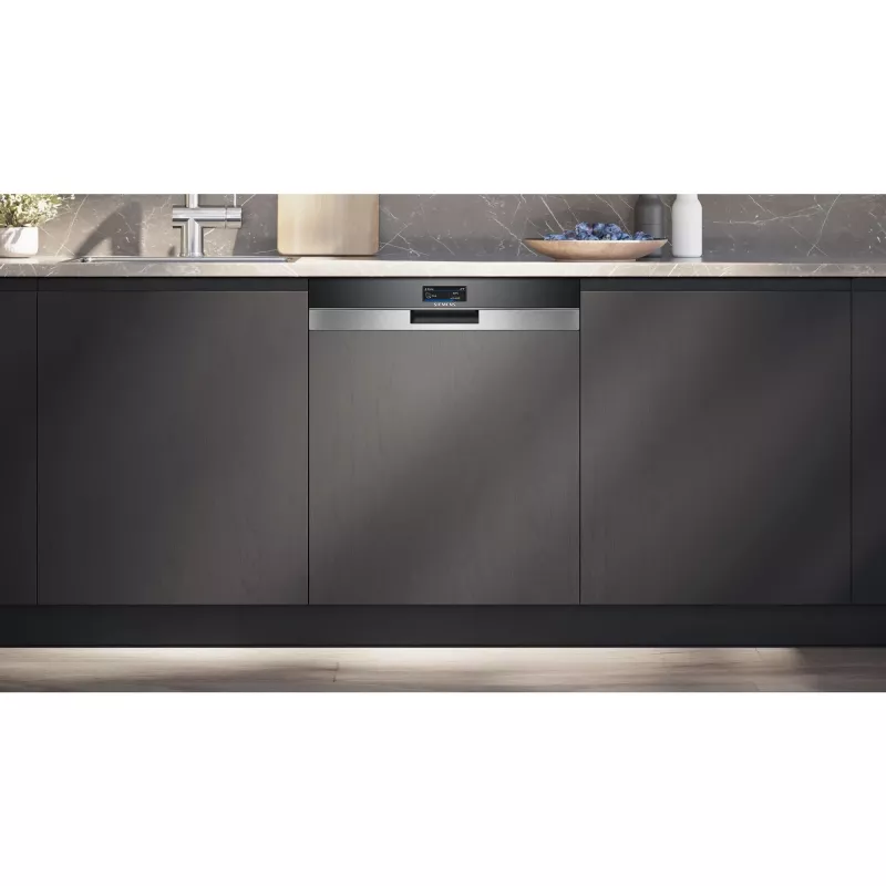 SIEMENS SN57TS00CE iQ700 Pilnībā integrējama trauku mazgājamā mašīna (Nerūsējošais tērauds matēts/melns, 60 cm, Home Connect)