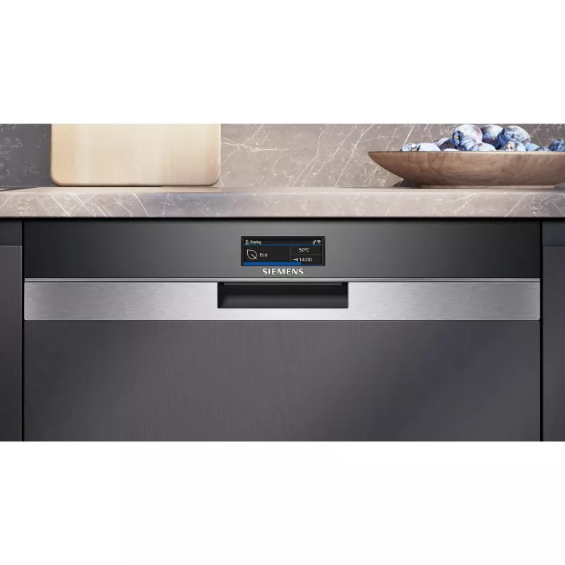 SIEMENS SN57TS00CE iQ700 Pilnībā integrējama trauku mazgājamā mašīna (Nerūsējošais tērauds matēts/melns, 60 cm, Home Connect)
