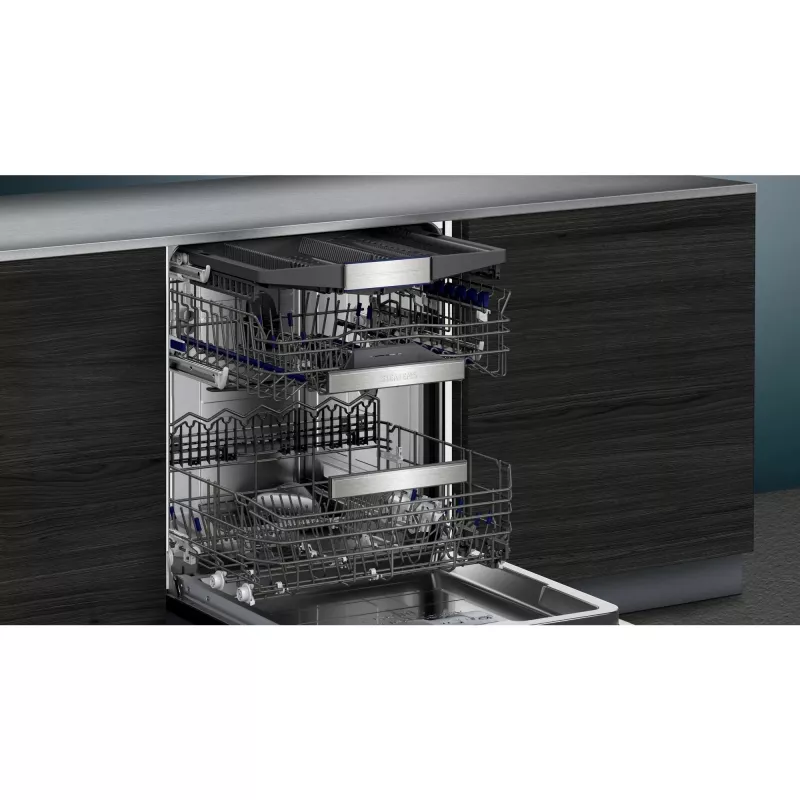 SIEMENS SN57TS00CE iQ700 Pilnībā integrējama trauku mazgājamā mašīna (Nerūsējošais tērauds matēts/melns, 60 cm, Home Connect)