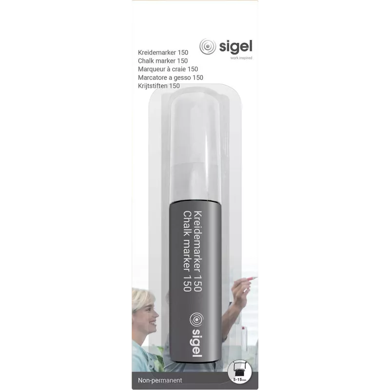 SIGEL Chalk Marker 150 Chisel Tip 5-15 mm White Wipeable 1 Piece