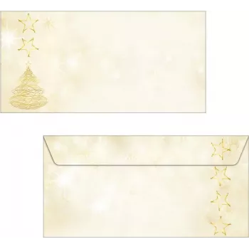 SIGEL DU083 Graceful Christmas DIN garā aploksne, ar līmes slēgu, 90 g/m² speciālais papīrs, tintes/lāzera/kopētāja printeriem, balta ar svētku dizainu, 25 aploksnes