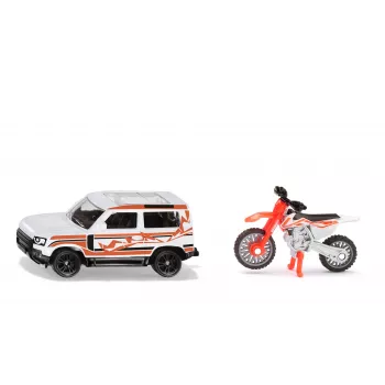 SIKU Blister Land Rover Defender ar KTM motociklu