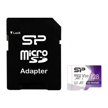 Silicon Power 128GB Superior Pro microSDXC UHS-I U3 V30 A1 atmiņas karte ar SD adapteri