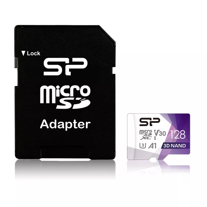 Silicon Power 128GB Superior Pro microSDXC UHS-I U3 V30 A1 atmiņas karte ar SD adapteri