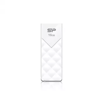 Silicon Power 16GB USB 2.0 zibatmiņa, ievelkama bez vāciņa, balta